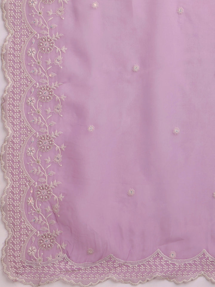 Cream-Coloured and Lavender Woven Design Kurta Suit Set Product vendor