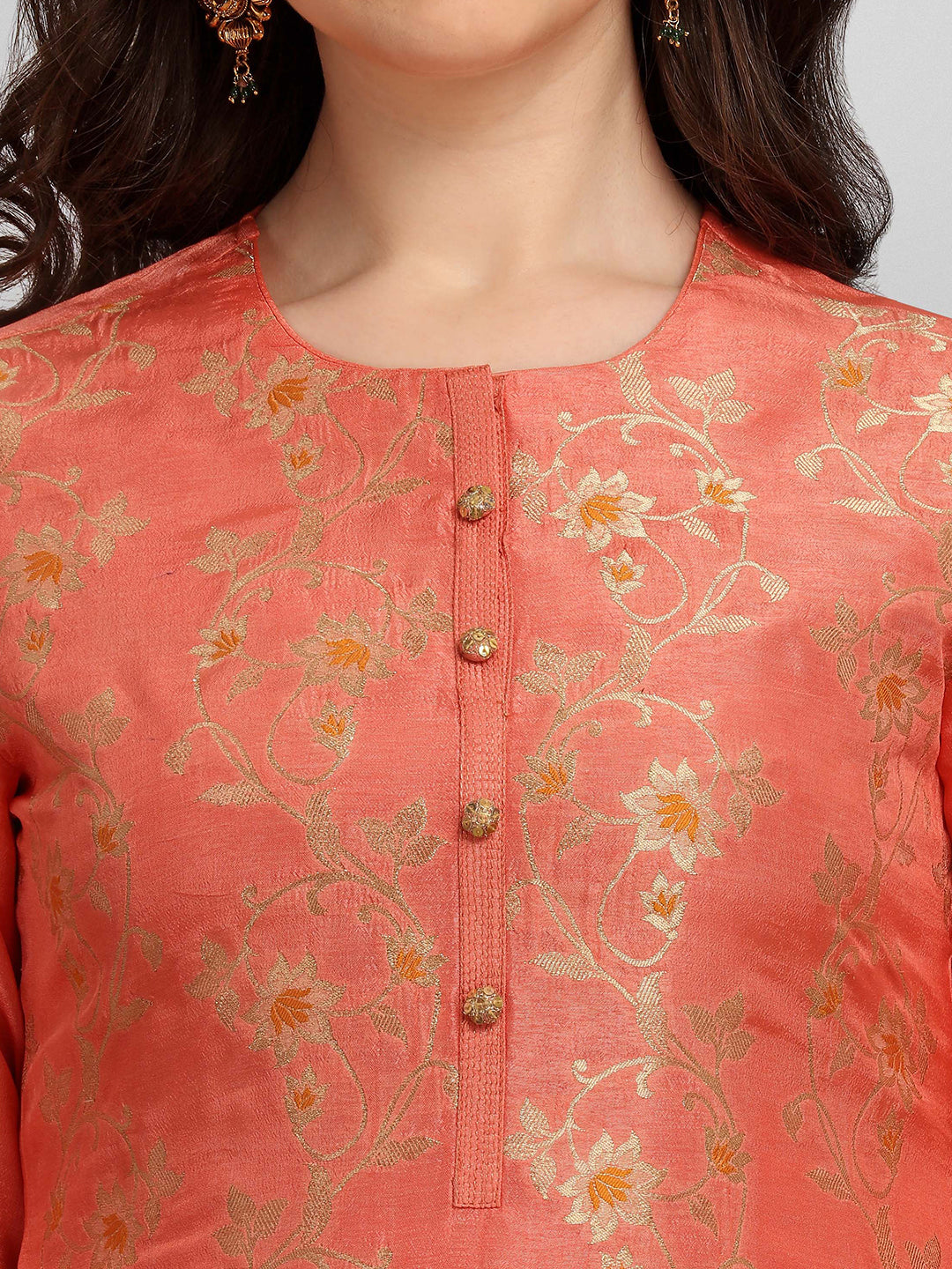 Orange Meena Jacquard Kurta Suit Set Product vendor