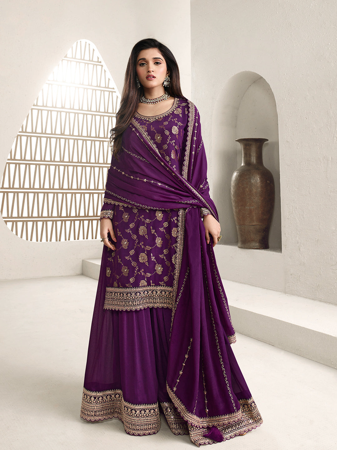 Afsar-E-Velvet Suit (Purple) main image 0