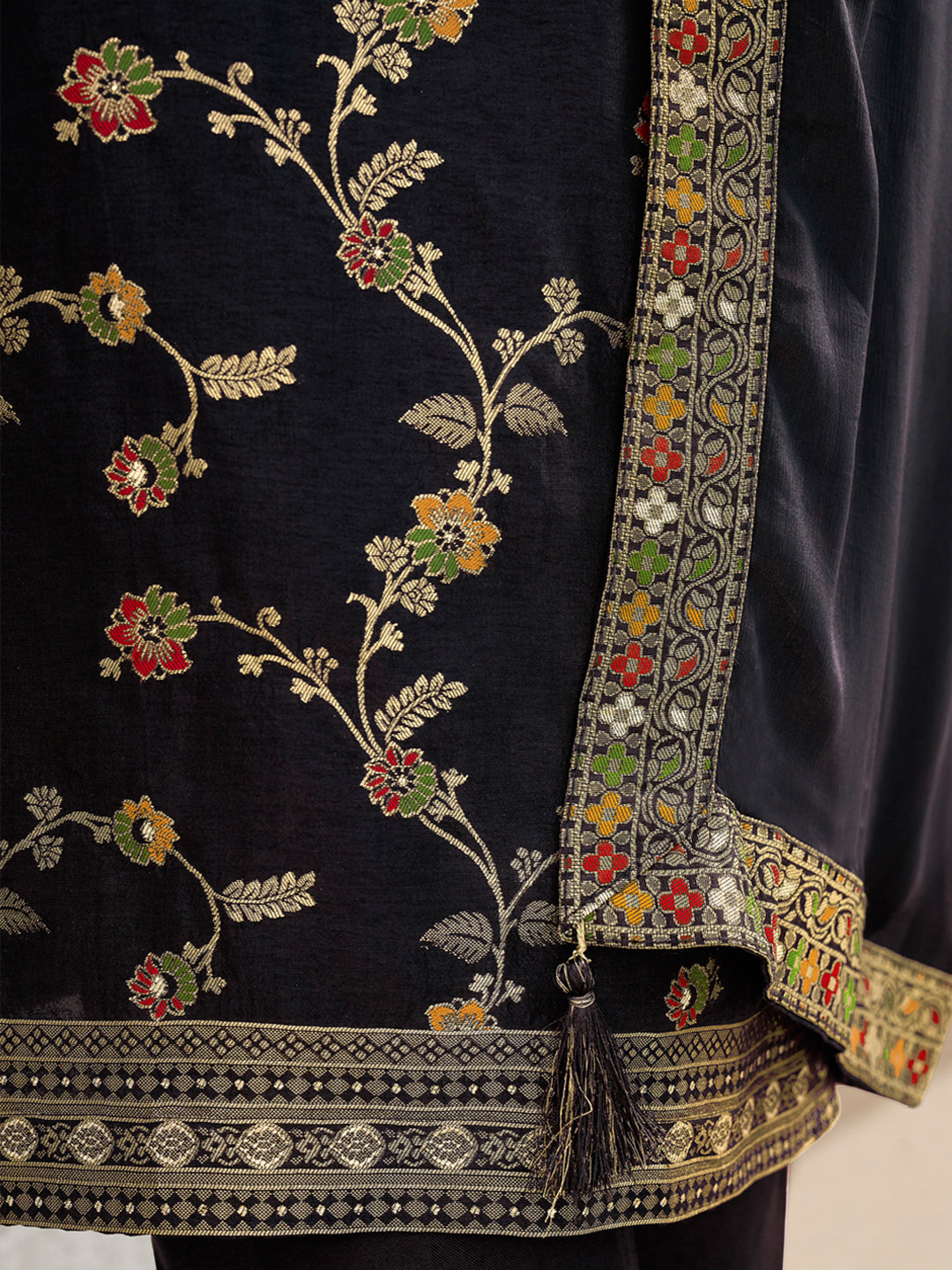 Black Meena Jacquard Kurta Suit Set Product vendor