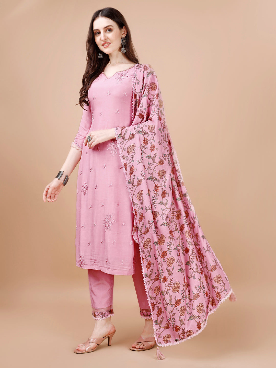 Light Pink Embroidery Kurta Suit Set Product vendor