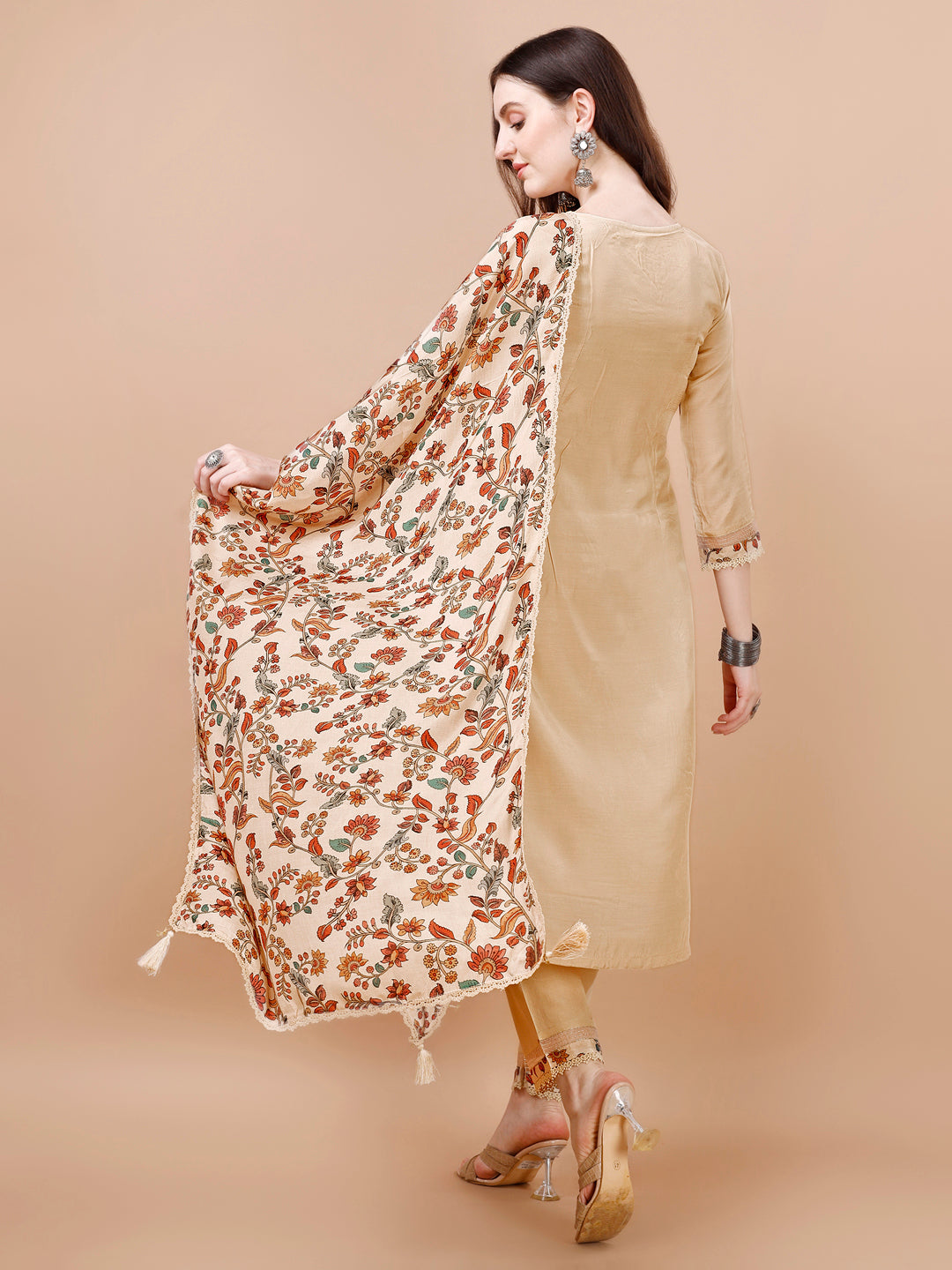 Beige Embroidery Kurta Suit Set Product vendor