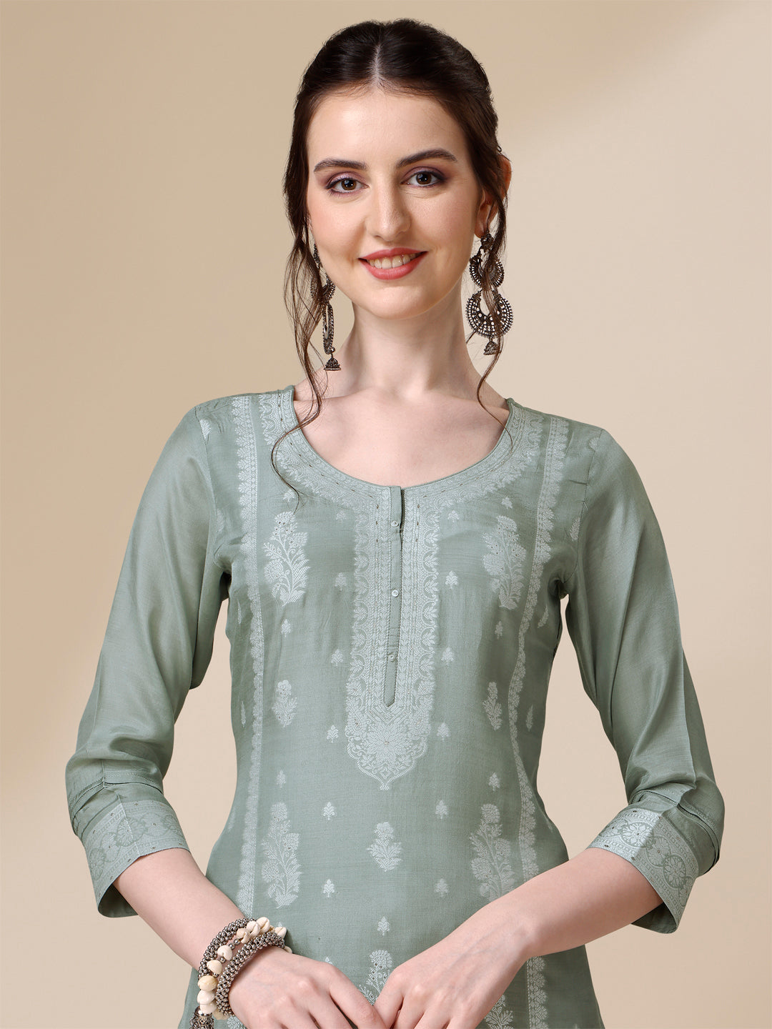 Grey Tussar Silk Kurta Suit Set Product vendor