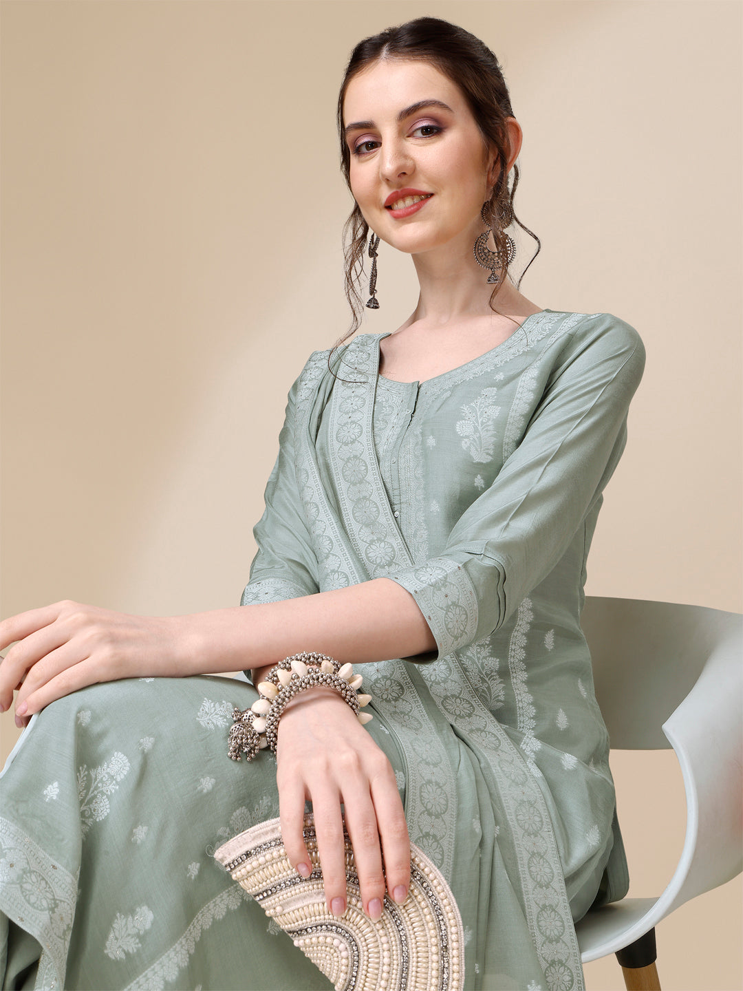 Grey Tussar Silk Kurta Suit Set Product vendor