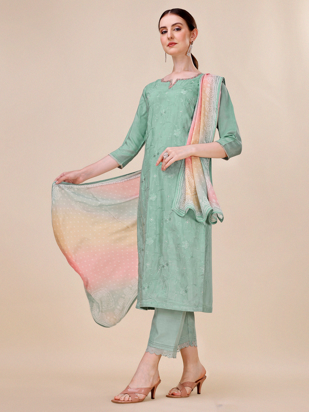 Green Embroidery Kurta Suit Set Product vendor