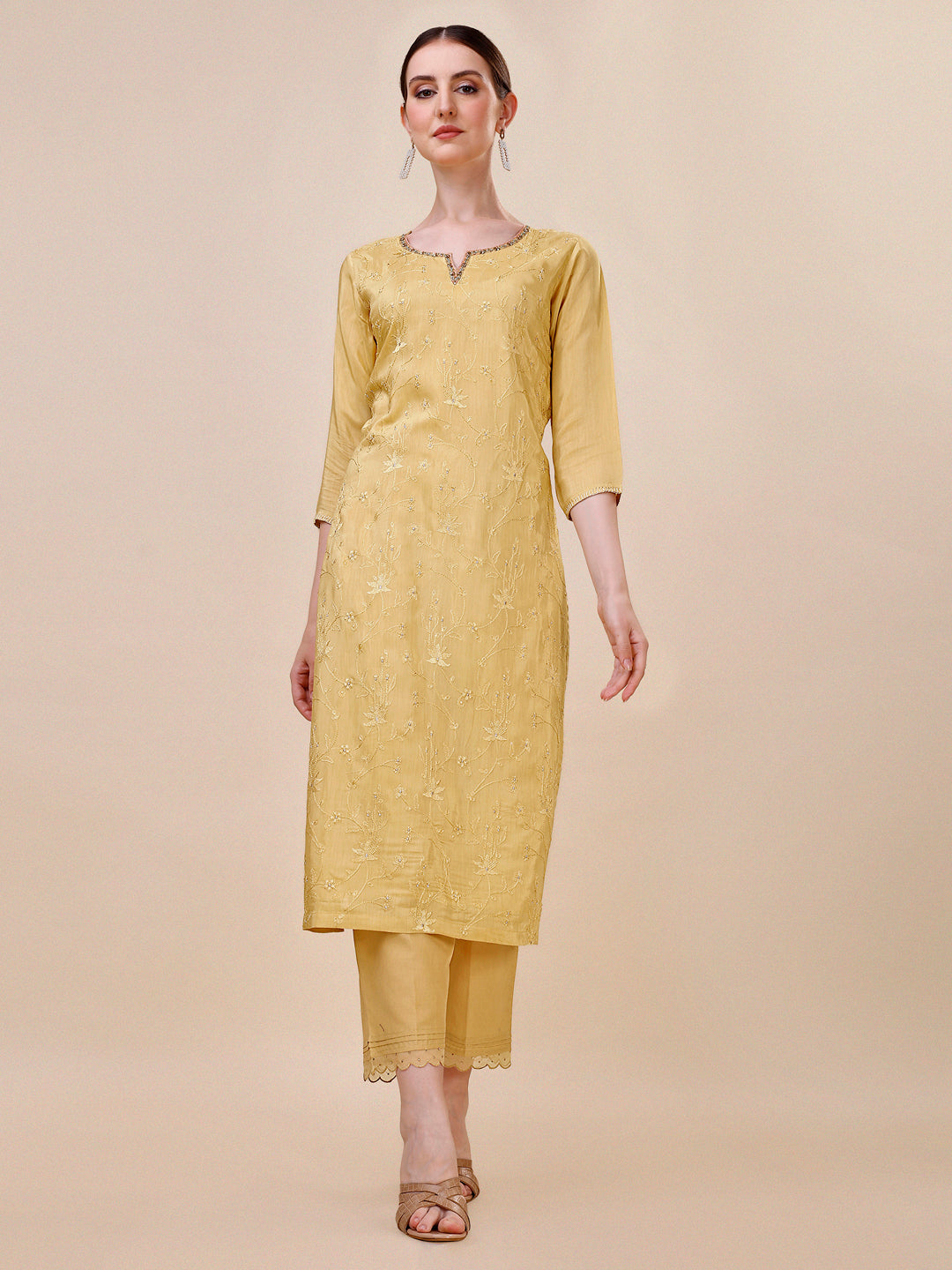 Yellow Embroidery Kurta Suit Set Product vendor