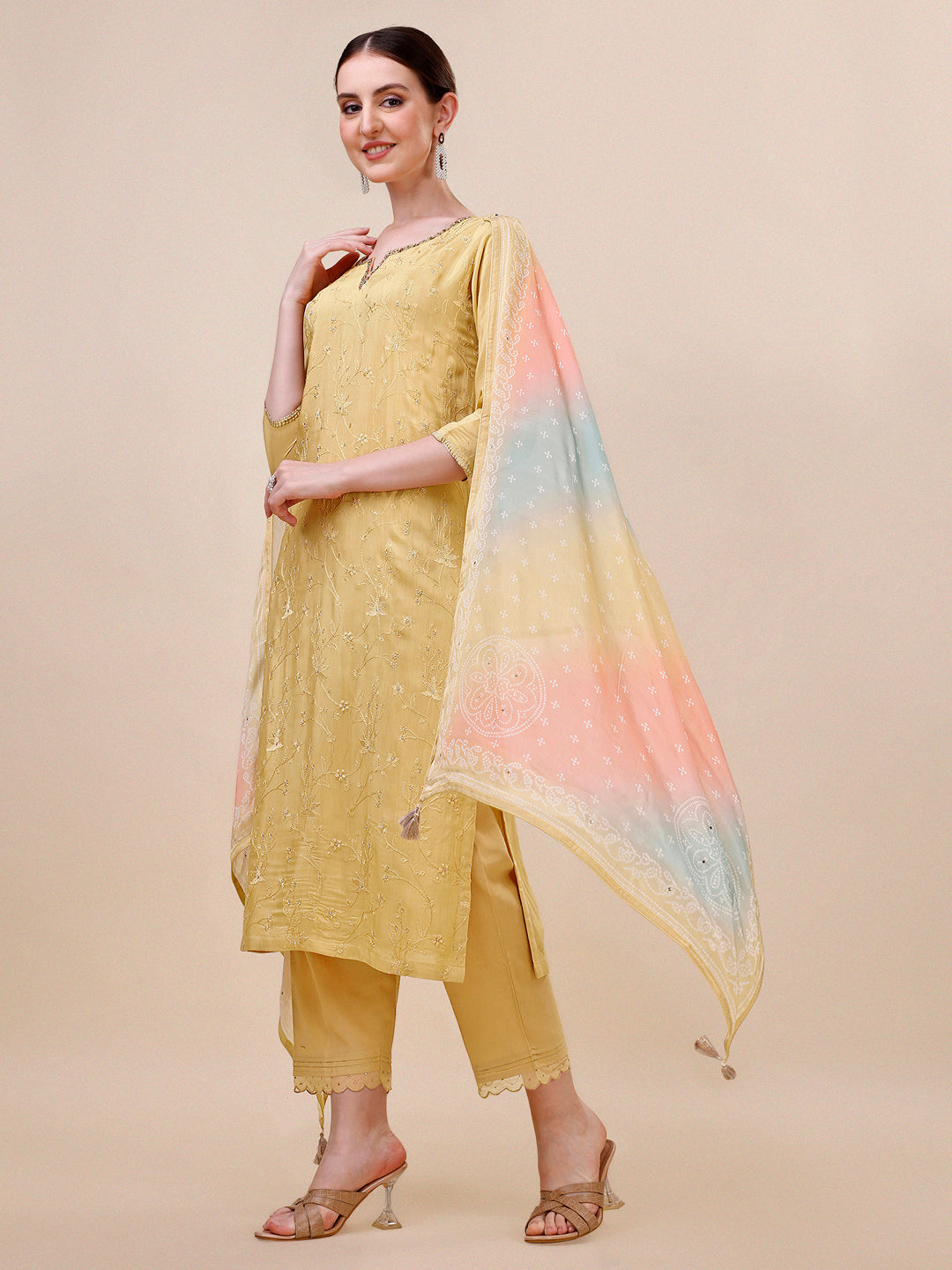Yellow Embroidery Kurta Suit Set Product vendor
