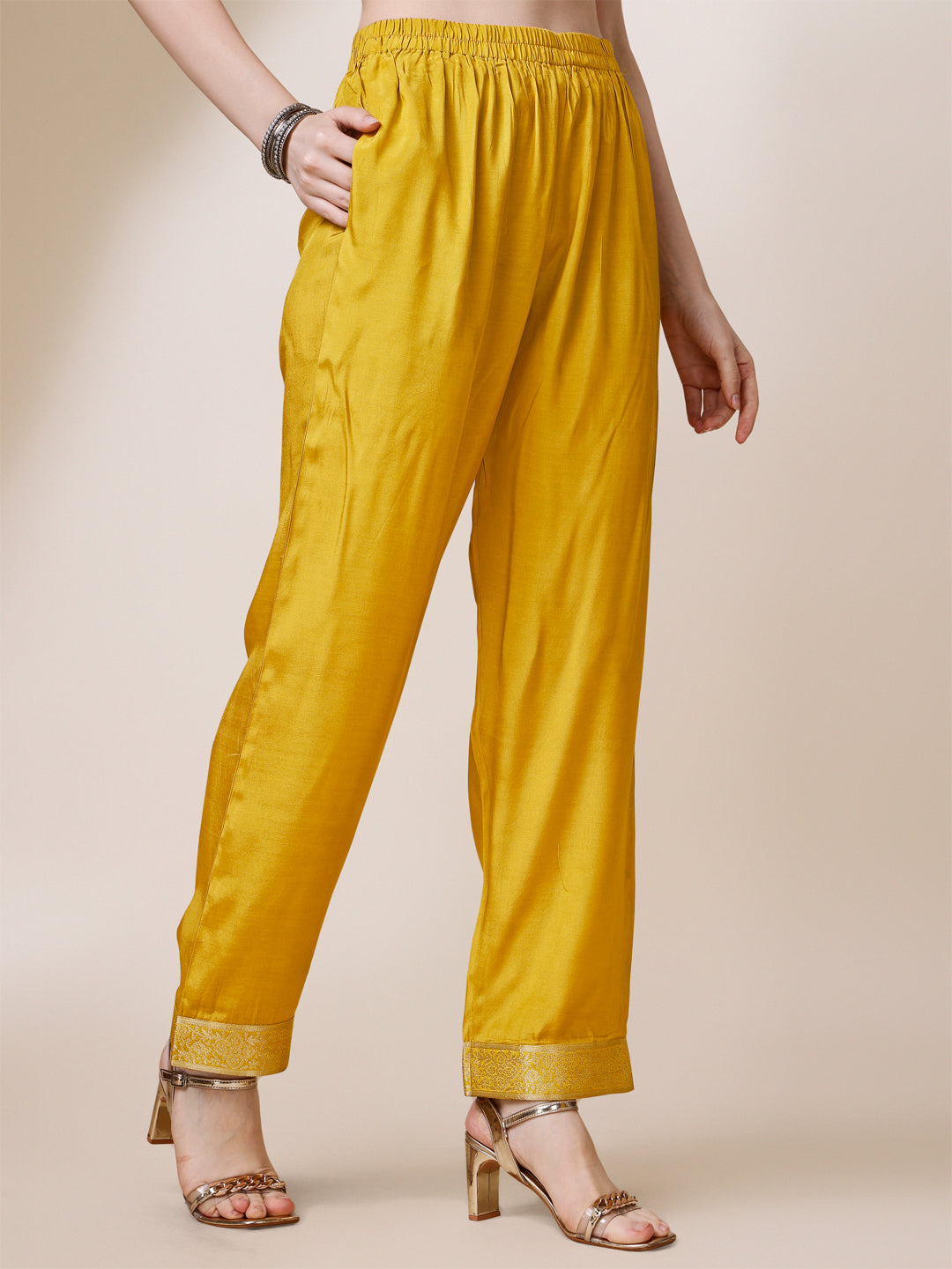 Yellow Jacquard Kurta Suit Set with Bandhani Printed Dupatta Product vendor