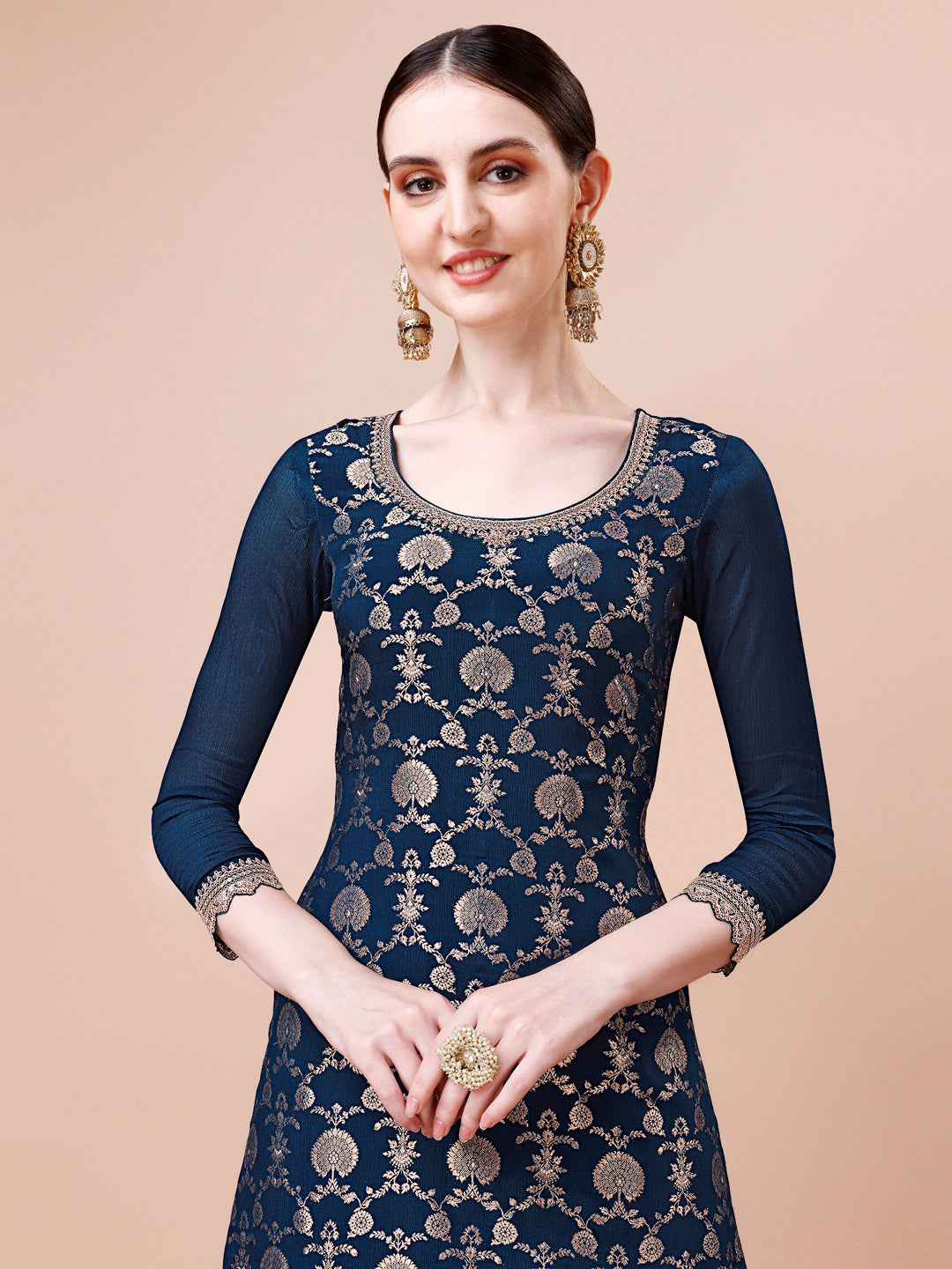 Dark Teal Jacquard with Embroidery Sharara Suit Set Product vendor