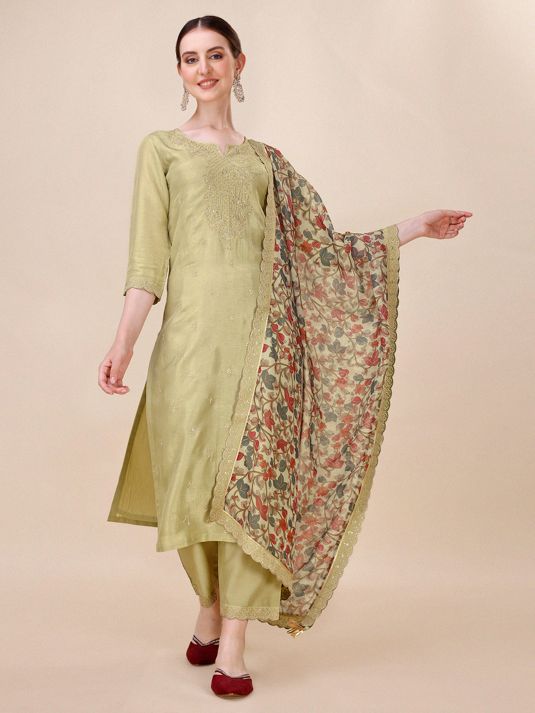 Green Embroidery Kurta Suit Set Product vendor