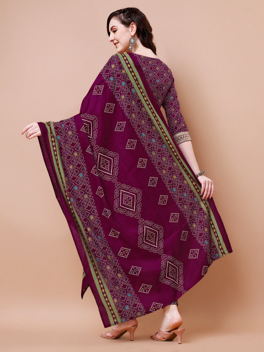 Purple Printed Kurta Suit Set Product vendor