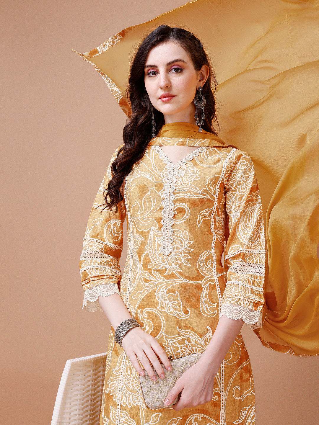 Mustard Yellow Printed Kurta Suit Set Product vendor