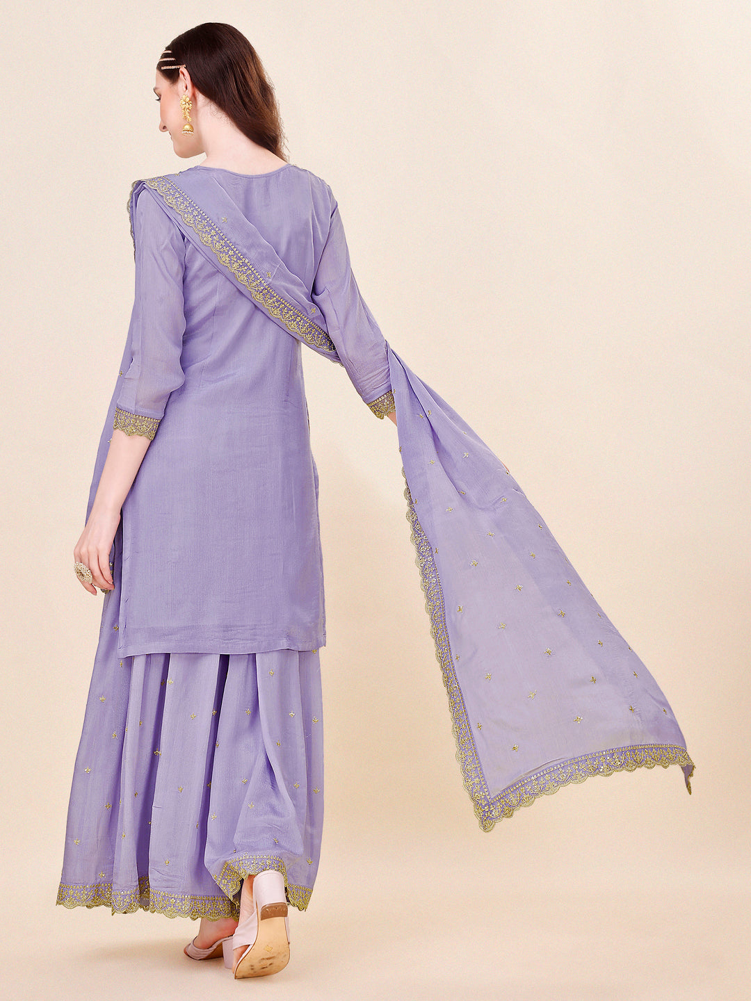Purple Jacquard Sharara Suit Set Product vendor
