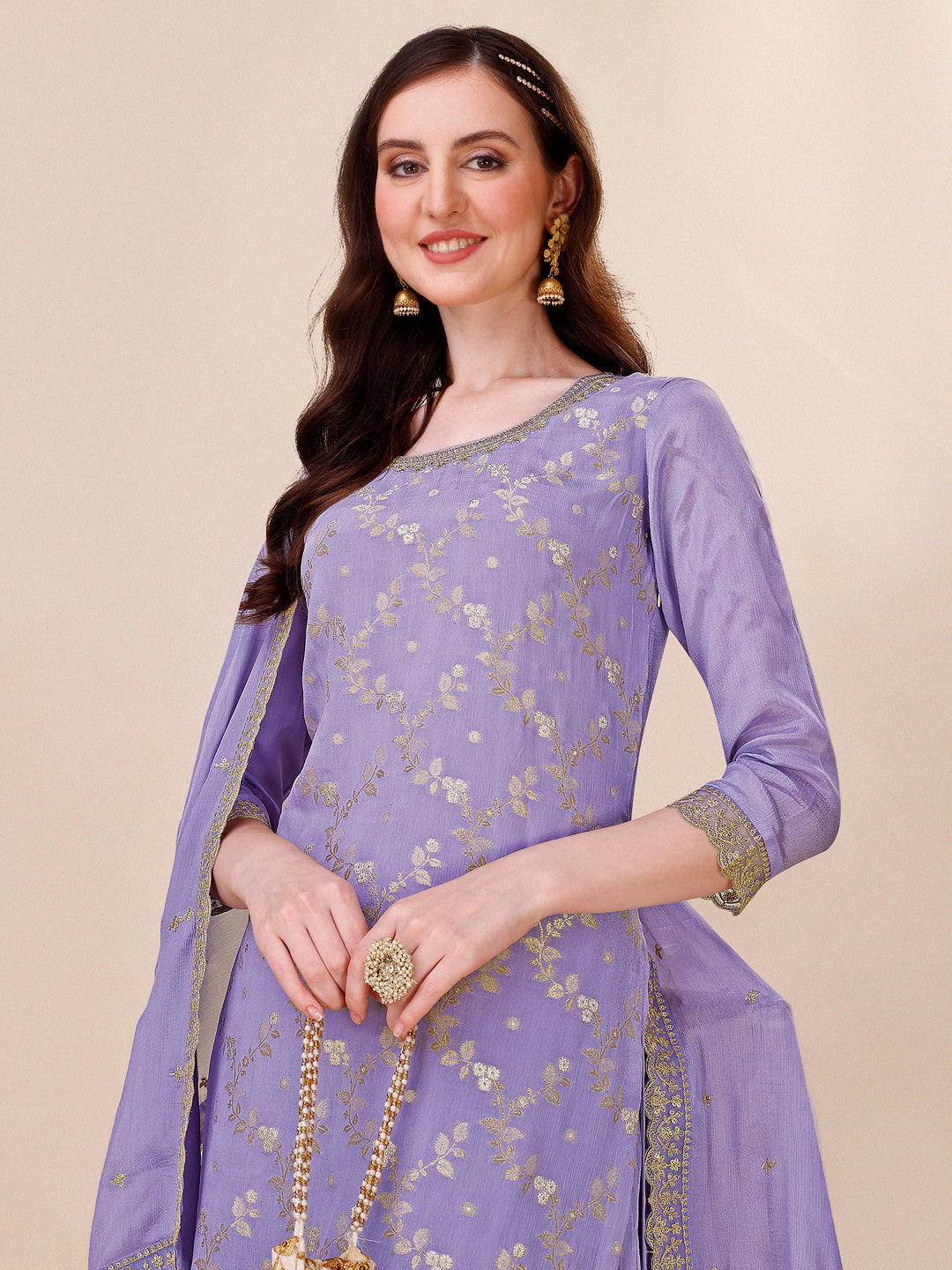 Purple Jacquard Sharara Suit Set Product vendor