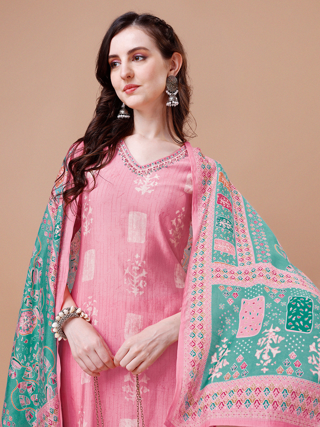 Baby Pink Printed Kurta Suit Set Product vendor