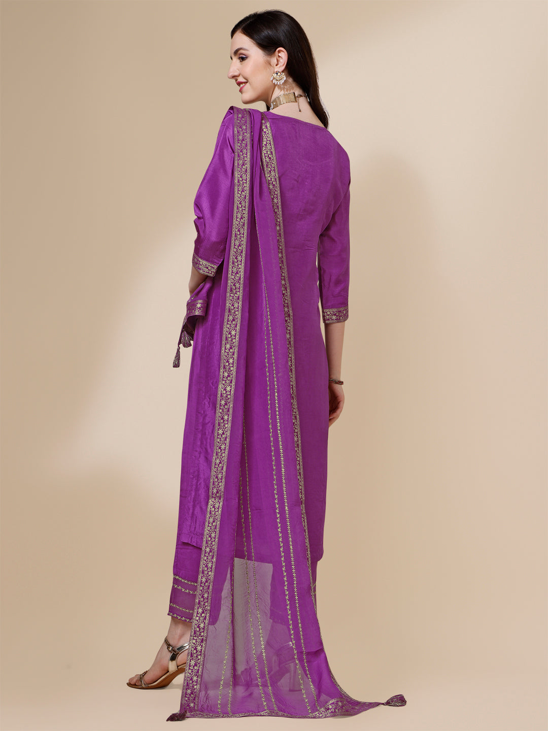 Purple Jacquard Kurta Suit Set Product vendor