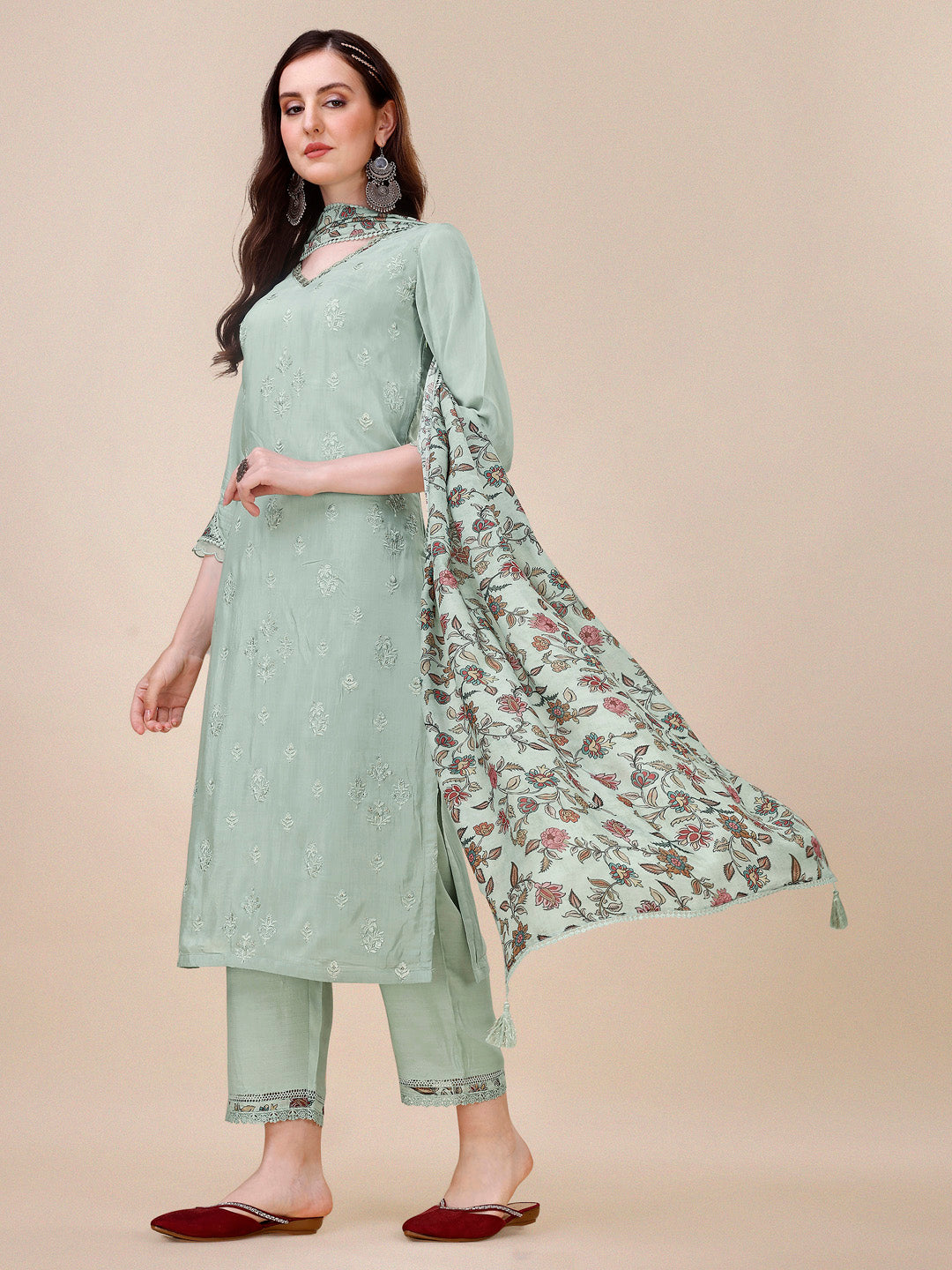 Summer Green Embroidery Kurta Suit Set Product vendor