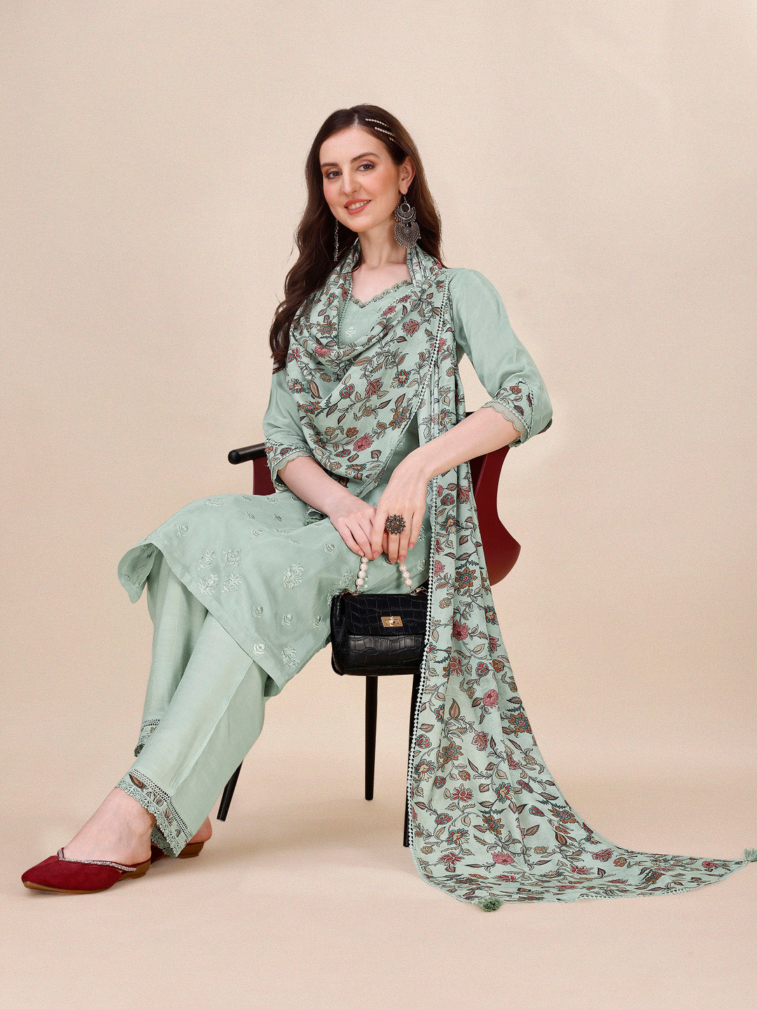 Summer Green Embroidery Kurta Suit Set Product vendor
