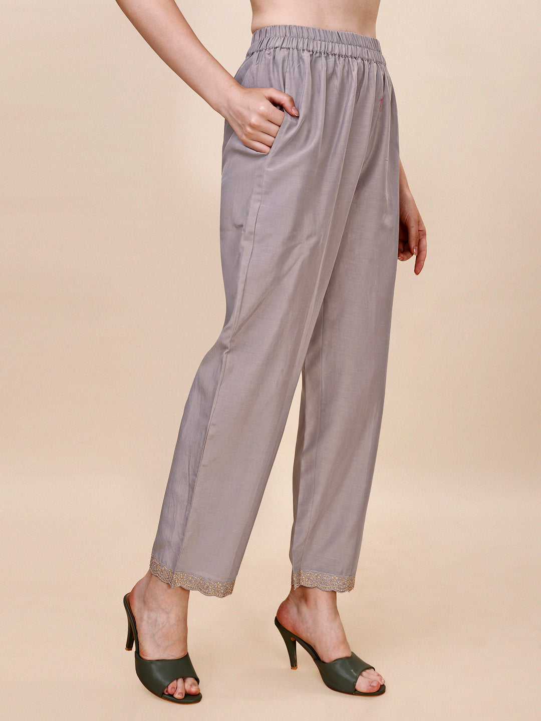 Grey Embroidery Kurta Suit Set Product vendor