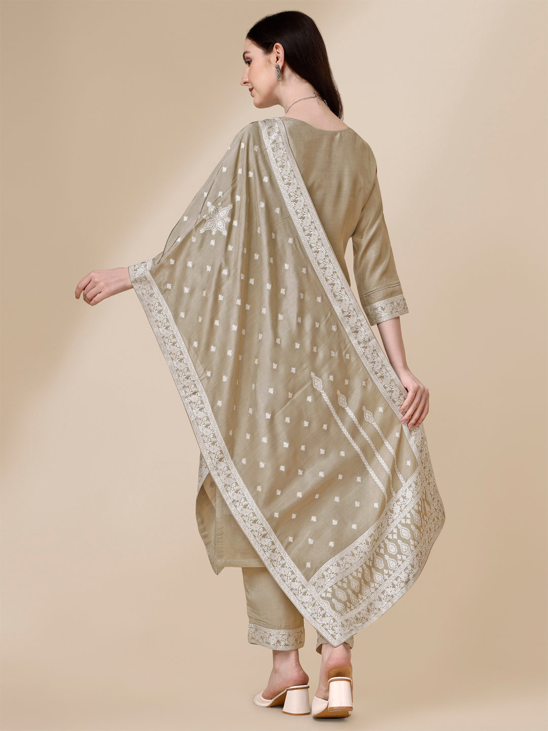 Beige Tussar Silk Kurta Suit Set Product vendor