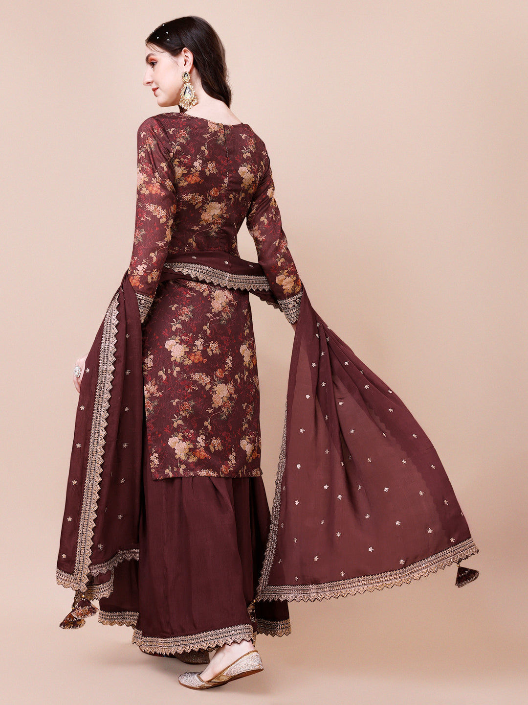 Maroon Printed with Embroidered Sharara Suit Set Product vendor