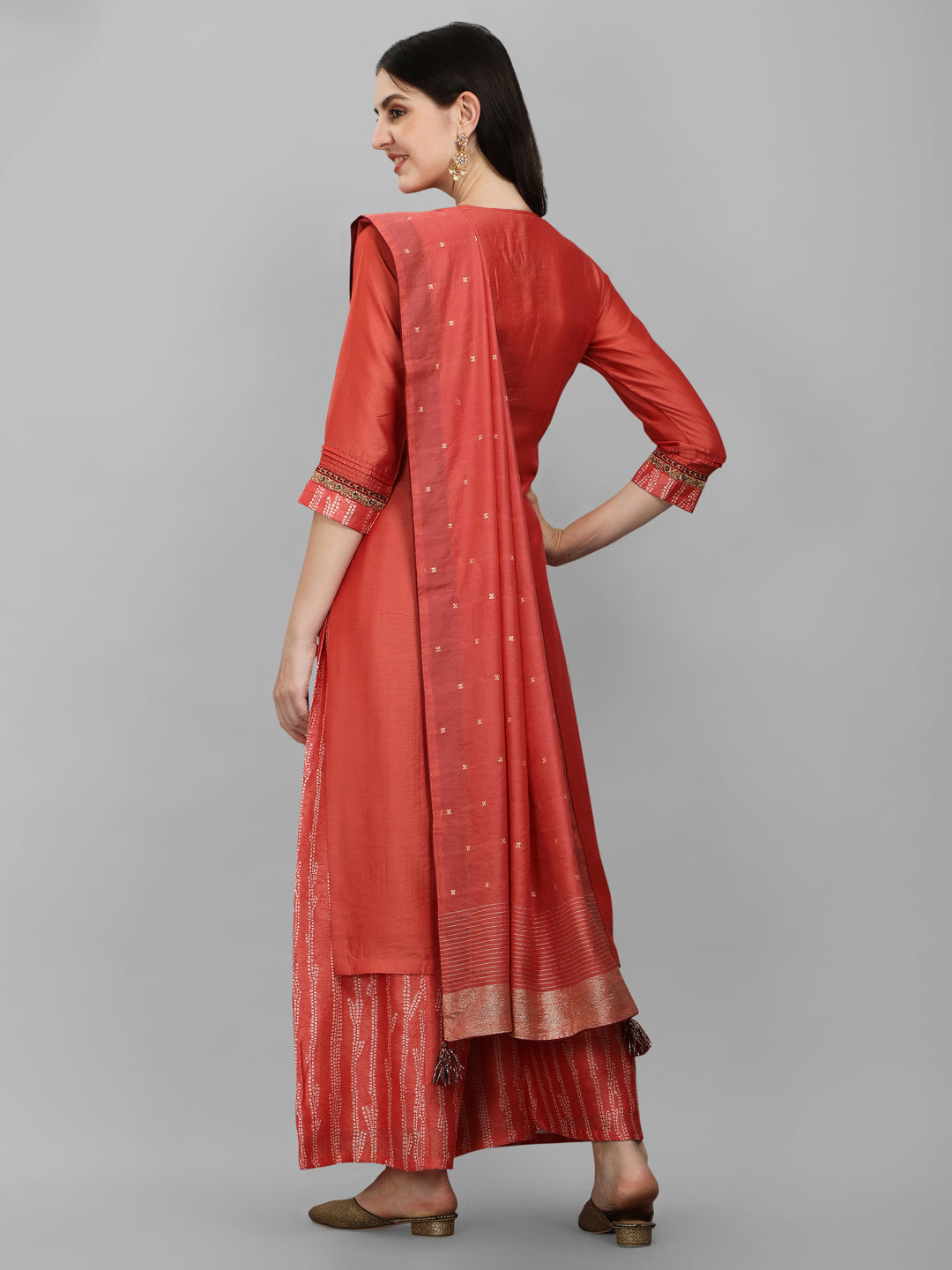Rust Embroidery Kurta Suit Set Product vendor