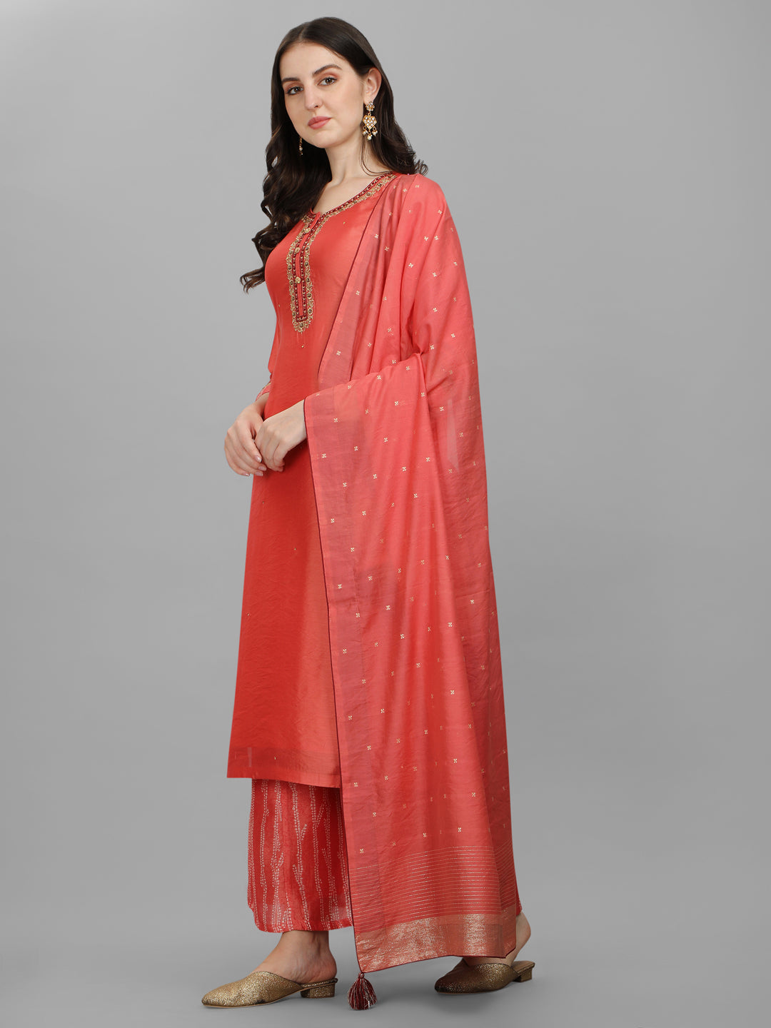 Rust Embroidery Kurta Suit Set Product vendor