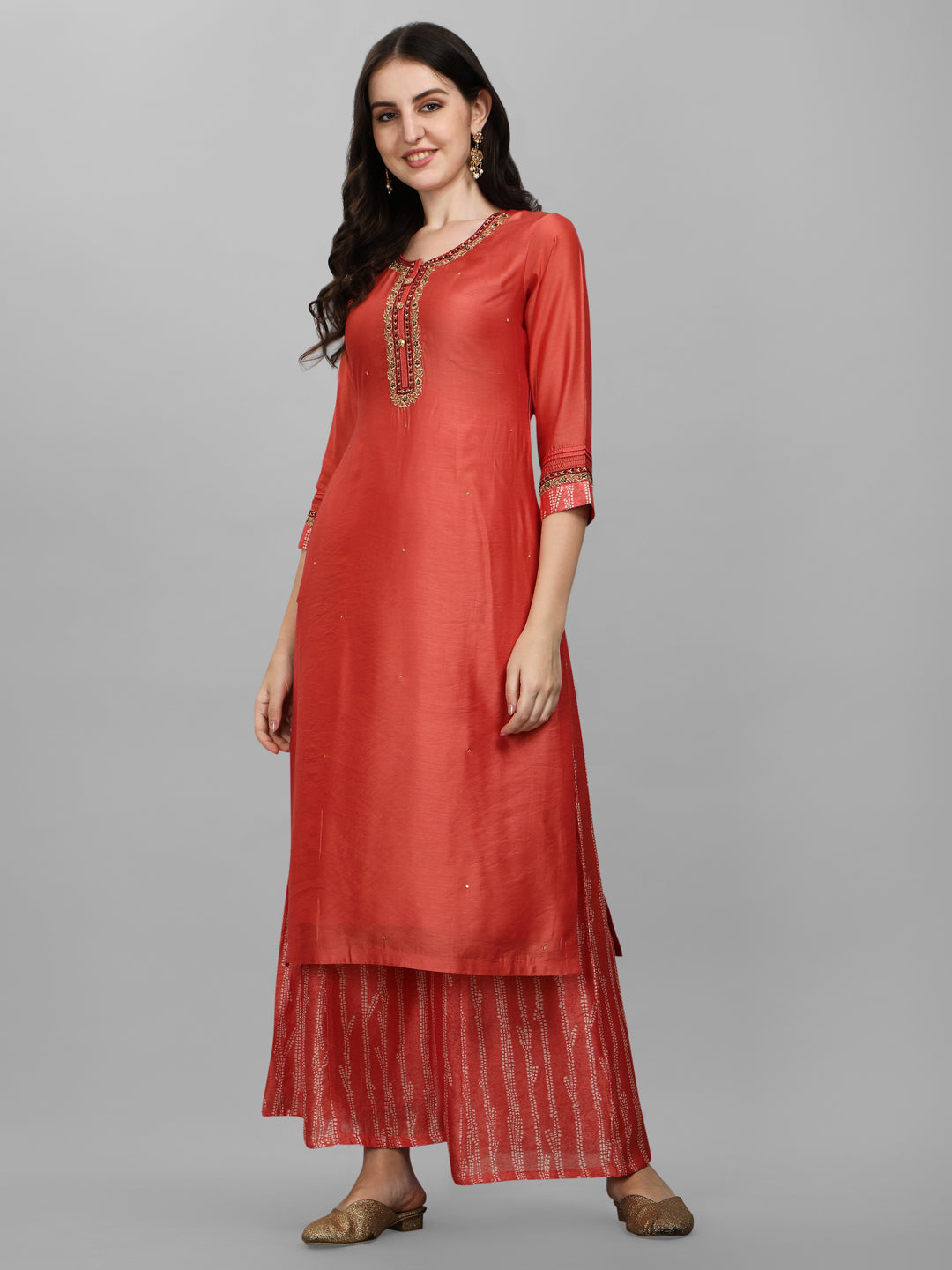 Rust Embroidery Kurta Suit Set Product vendor