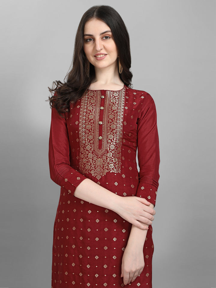 Maroon Jacquard Kurta Suit Set Product vendor