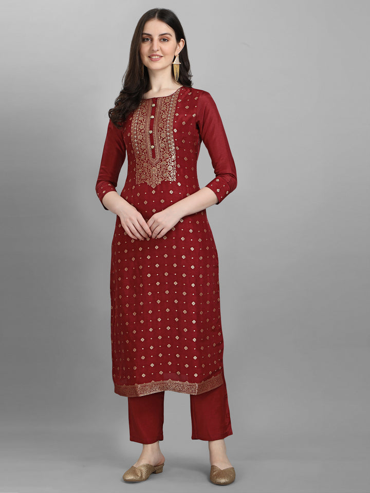 Maroon Jacquard Kurta Suit Set Product vendor