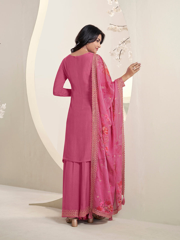 Pink Butti Floral pattern Sequins Embroidered Sharara Suit Set Product vendor