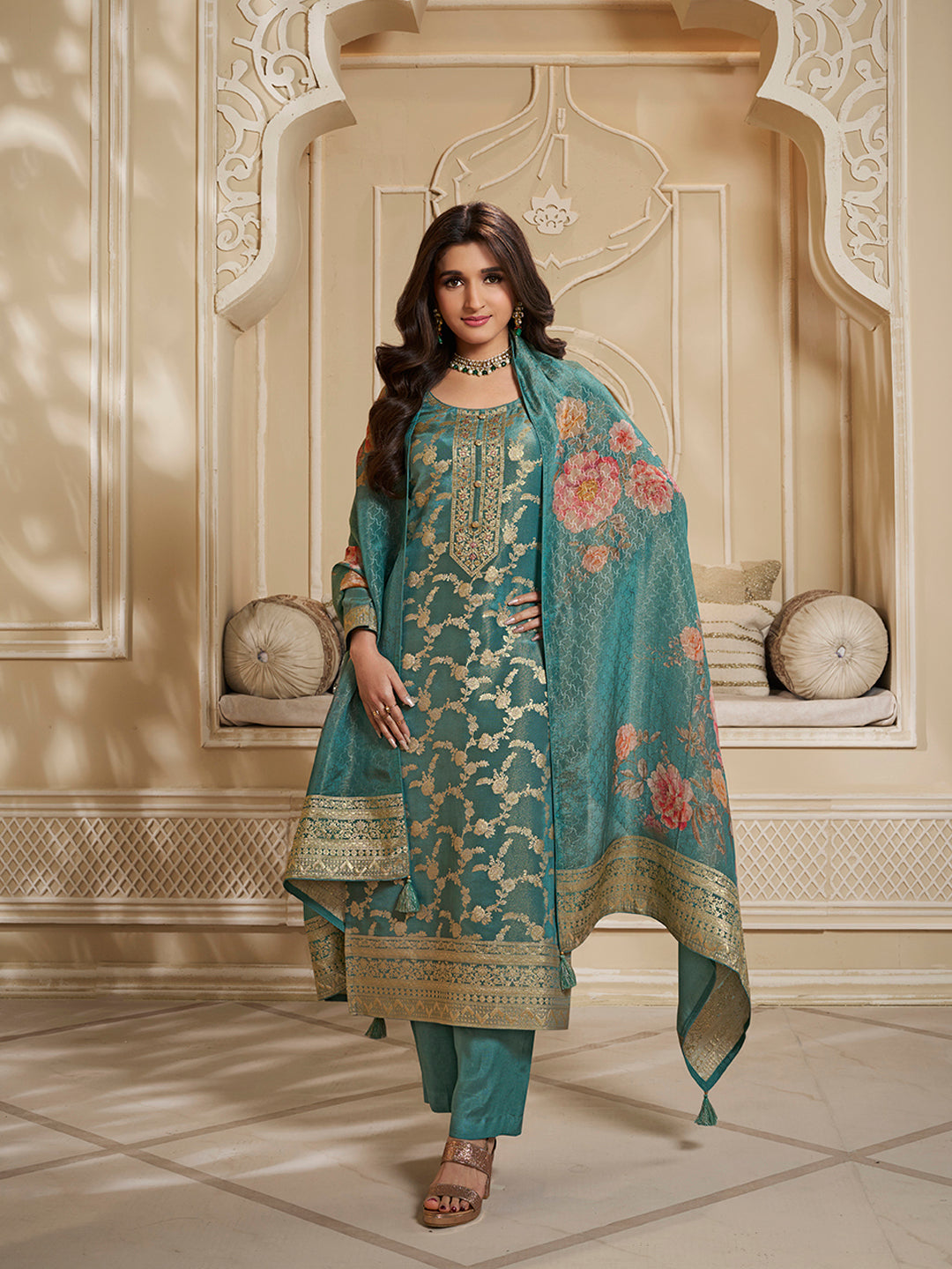 Teal Green - Plain Cotton Long Kurta