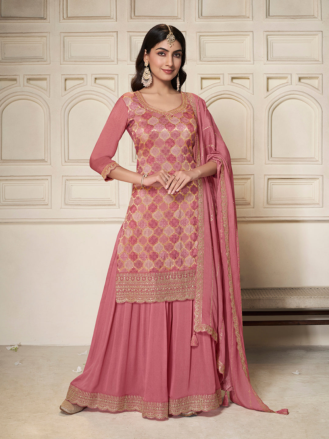 light pink sharara dress Pastel Pink Sharara Set main image 1