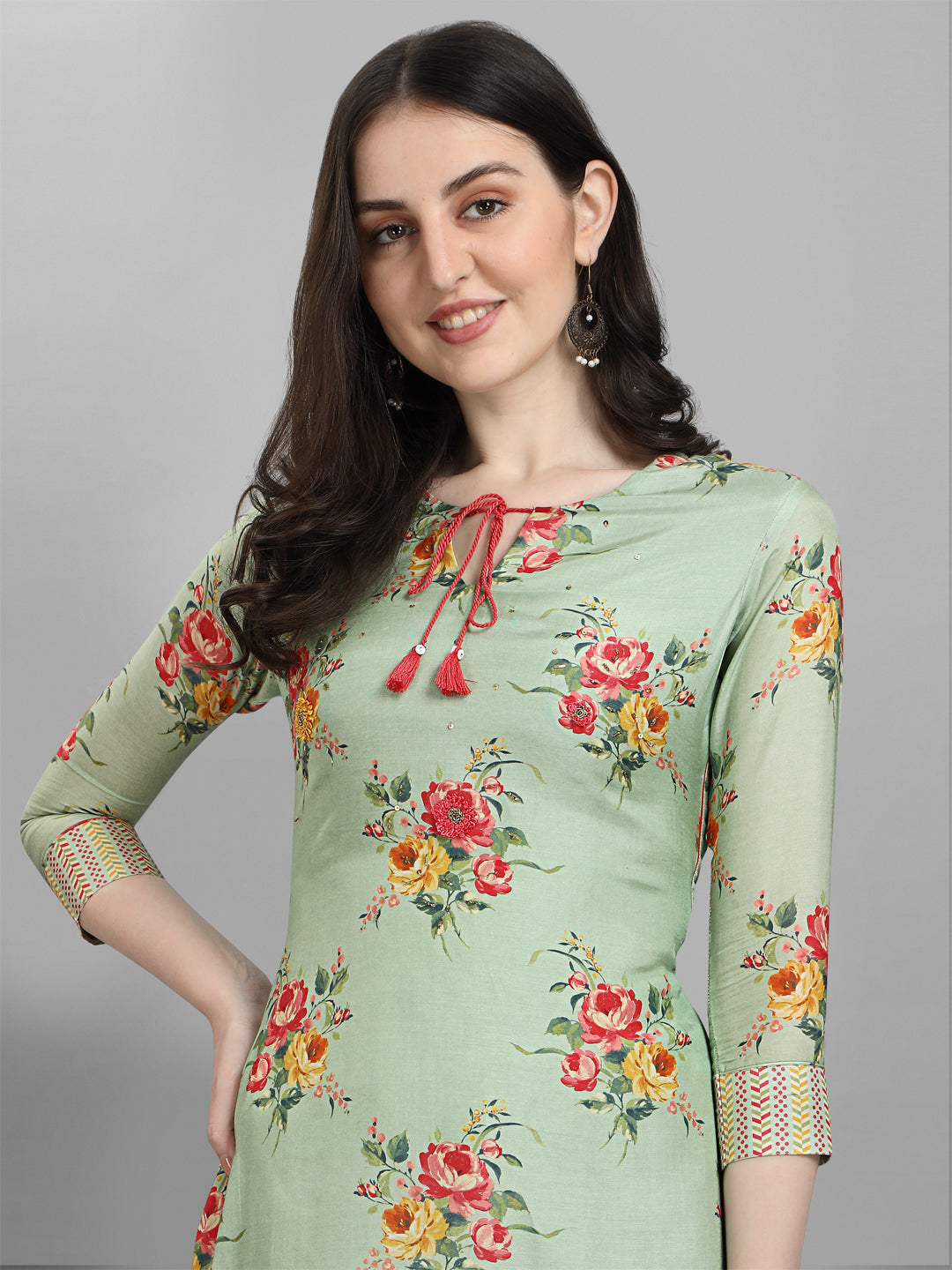 Pista Green Printed Kurta Suit Set Product vendor