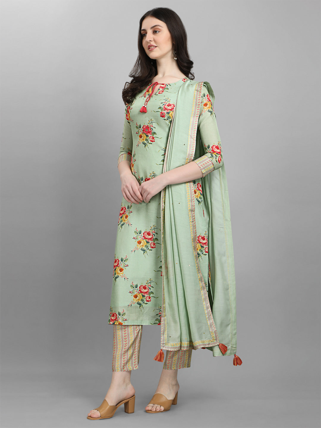 Pista Green Printed Kurta Suit Set Product vendor