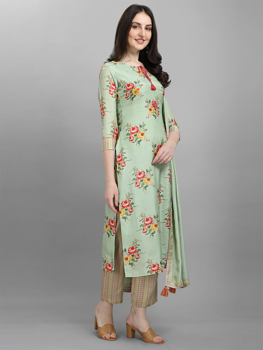 Pista Green Printed Kurta Suit Set Product vendor