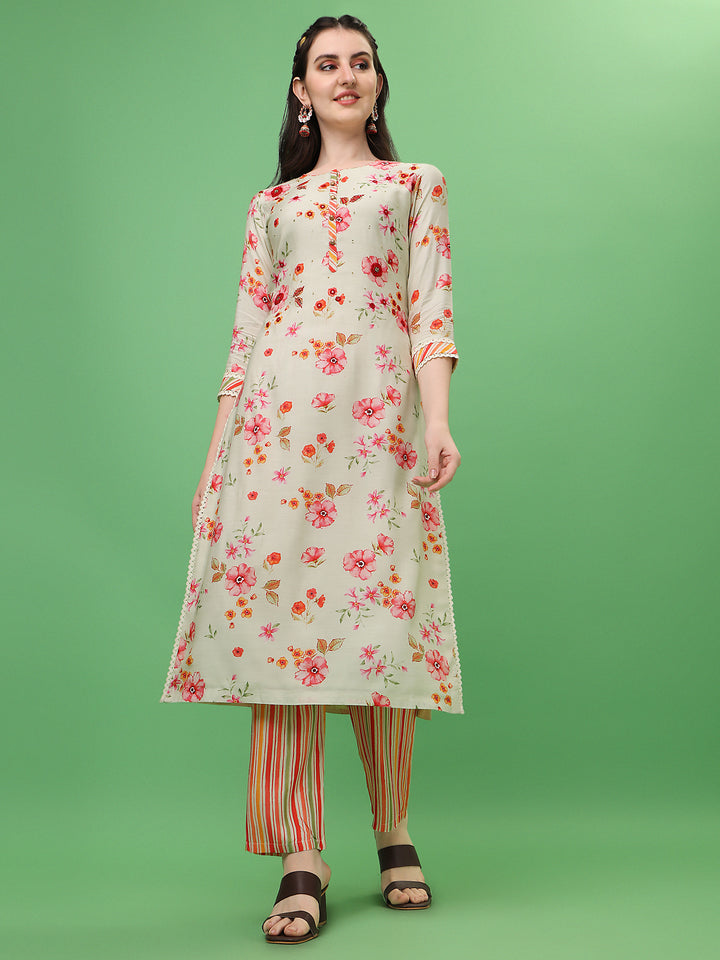 Cream Tusser Printed Kurta Product vendor