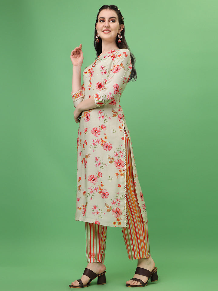 Cream Tusser Printed Kurta Product vendor