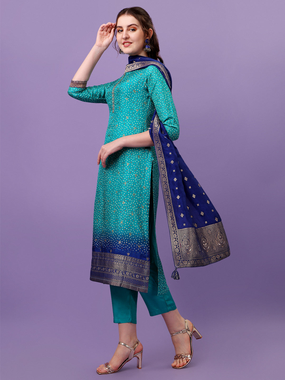 Rama Green Jacquard Kurta Suit Set Product vendor