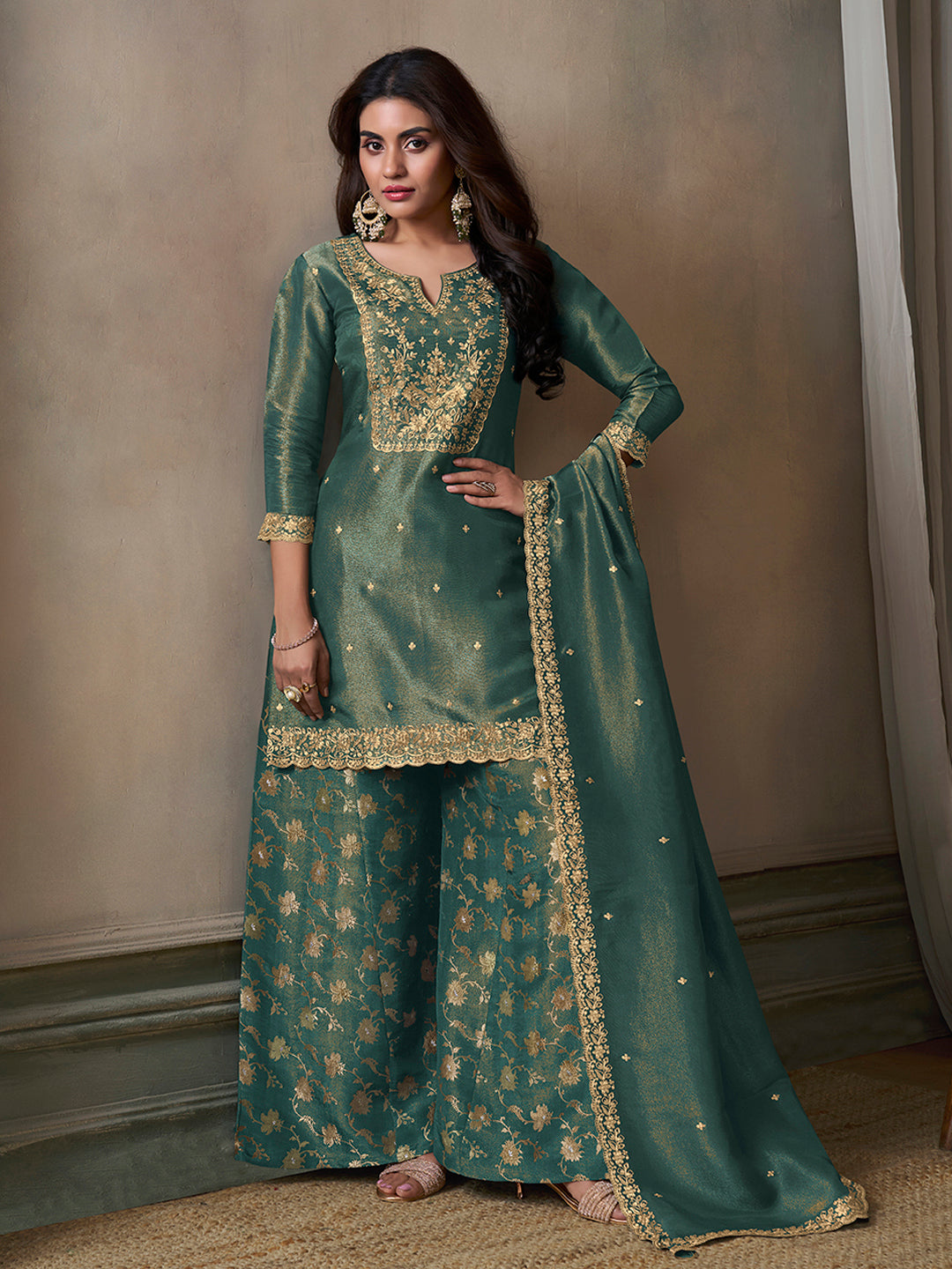 Pista Viscose Rayon Suit Sharara