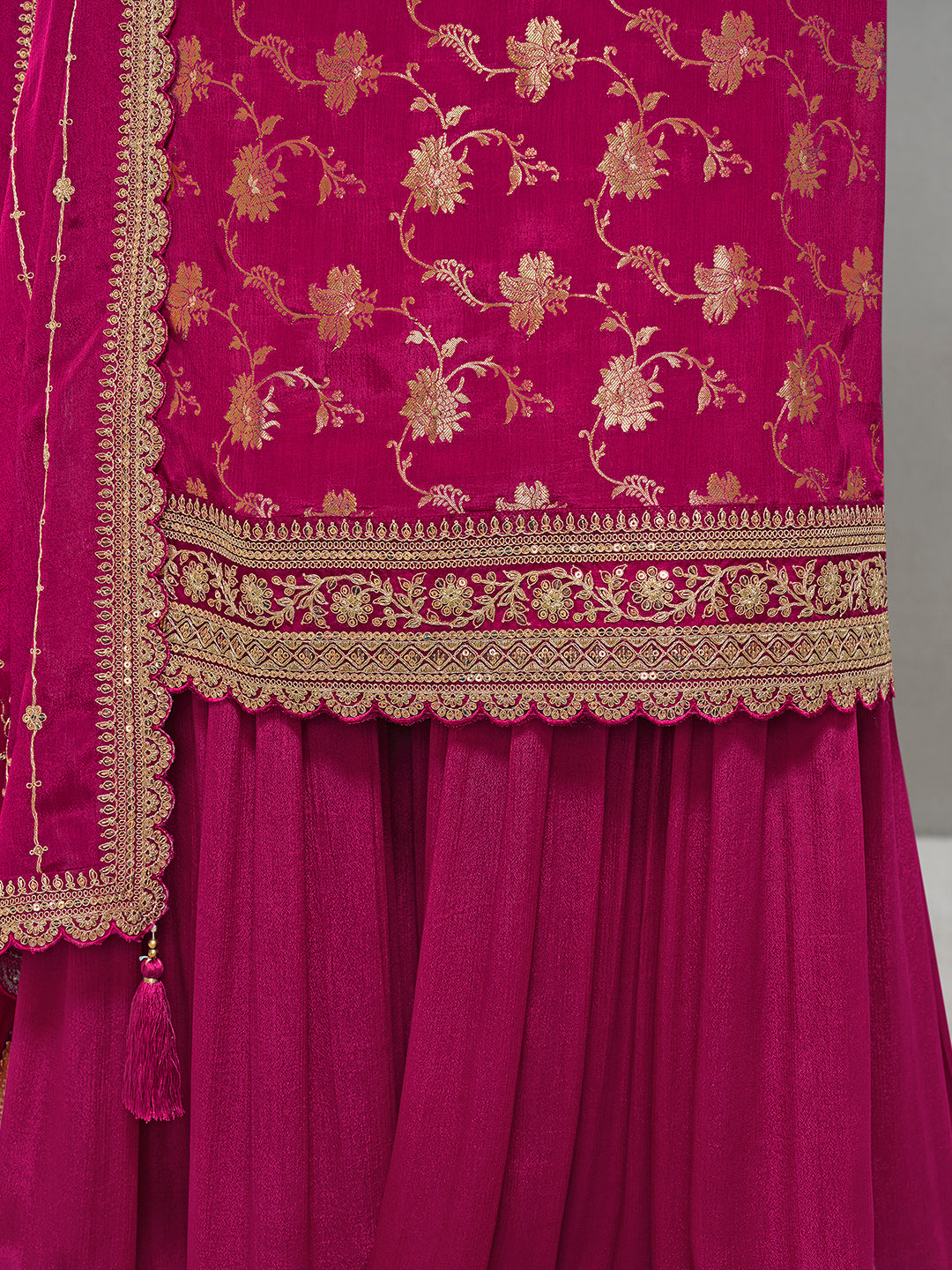 Magenta Jacquard with Embroidery Sharara Suit Set Product vendor
