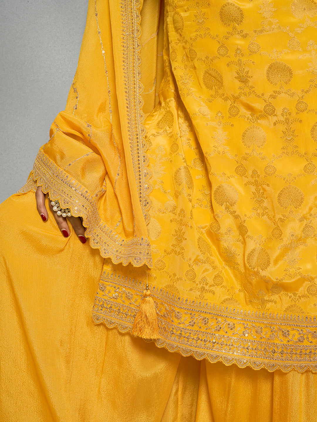 Yellow Jacquard with Embroidery Sharara Suit Set Product vendor
