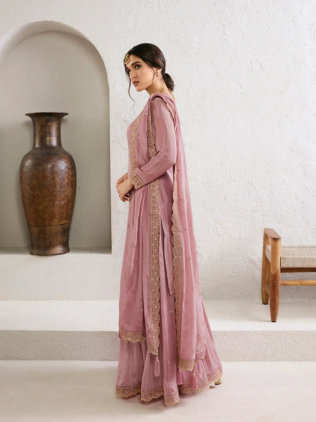 Sweet Lilac Jacquard Jaal work Sharara Suit Set Product vendor