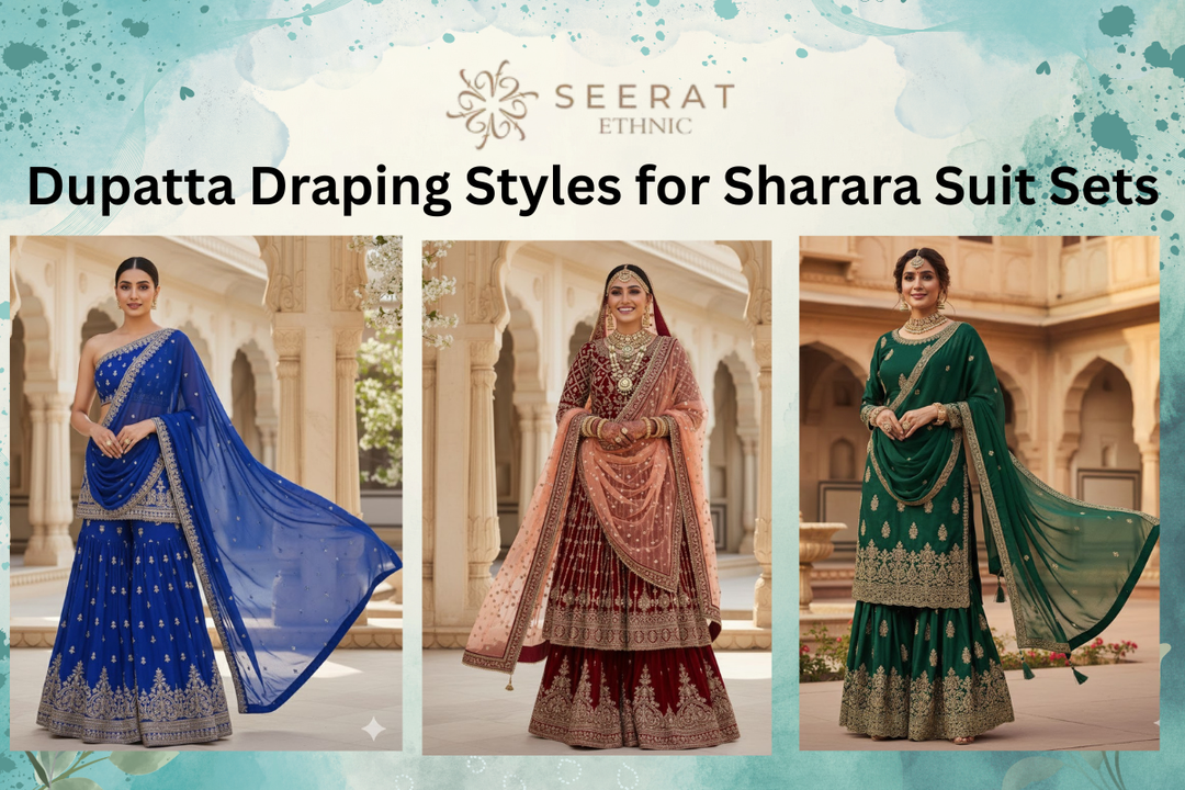 Dupatta Draping Styles for Sharara Suit Sets