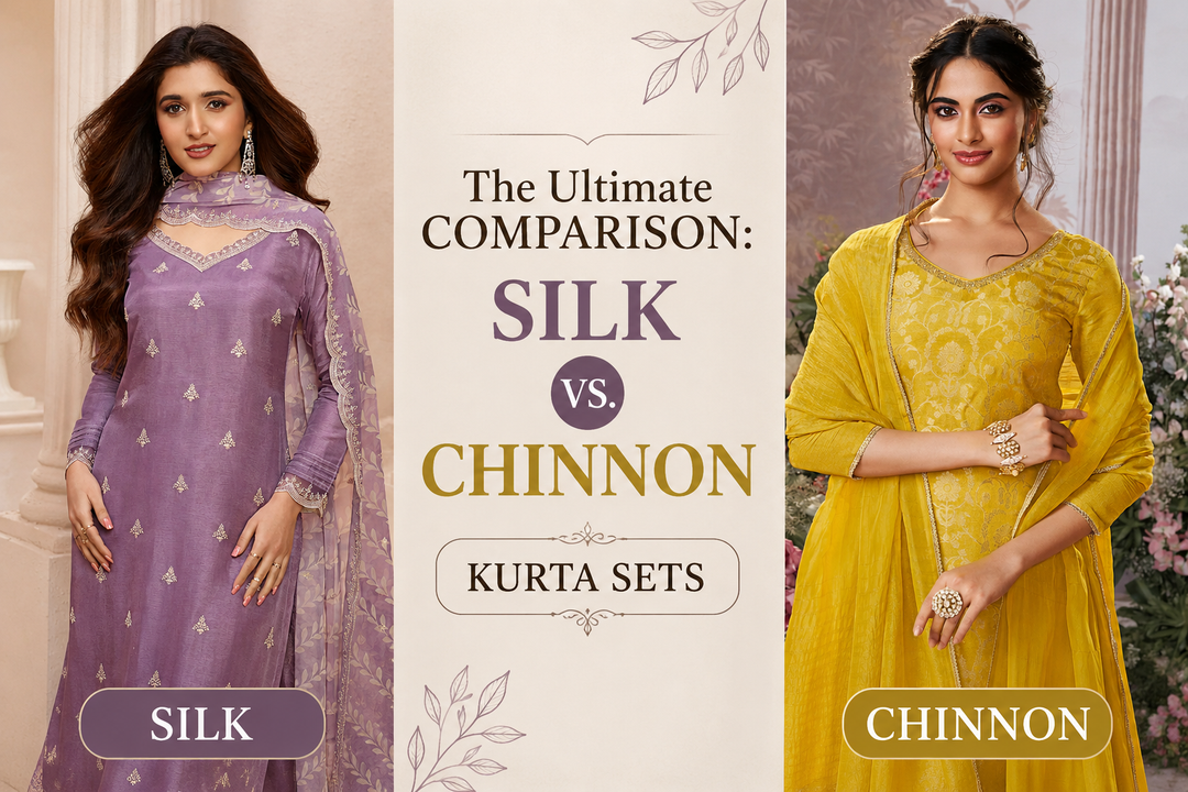 The Ultimate Comparison: Silk vs. Chinnon Kurta Sets