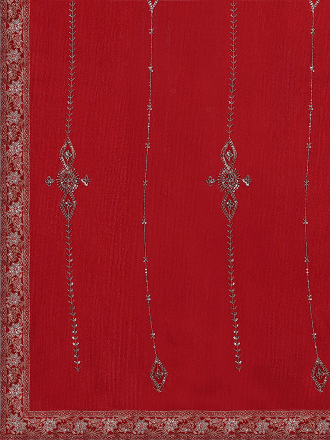 Red Jacquard Kurta Suit Set Product vendor