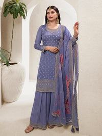 Purple Butti Floral pattern Sequins Embroidered Sharara Suit Set Product vendor