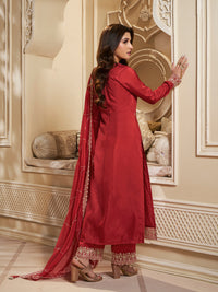 Floral + Geometric thread work & Hanging Pearl on Daman Kurta With Straight Pant & Dupatta Product vendor