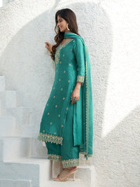Floral + Geometric thread work & Hanging Pearl on Daman Kurta With Straight Pant & Dupatta Product vendor