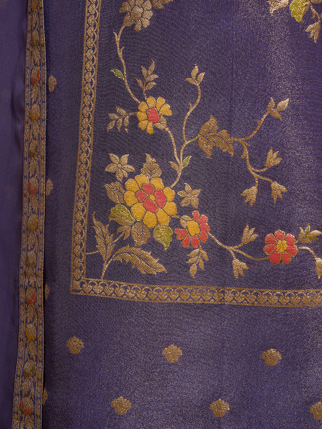 Purple Tissue Silk Meena Jacquard Designer Panel Work Kurta Suit Set Product vendor